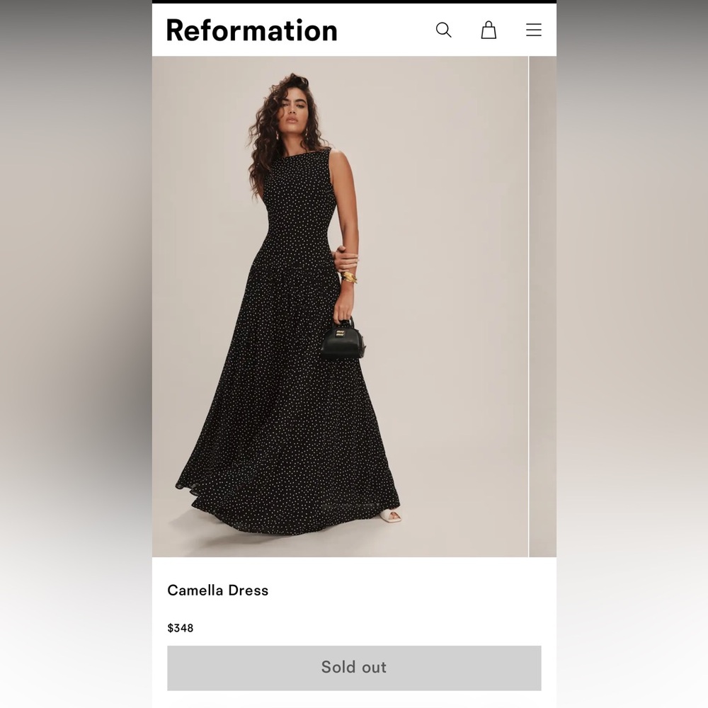 Reformation Black Maxi Dress with White Polka Dots